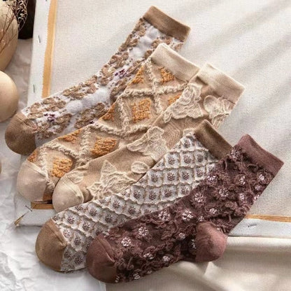 Colorful Floral Pattern Ankle Socks 5 Pack