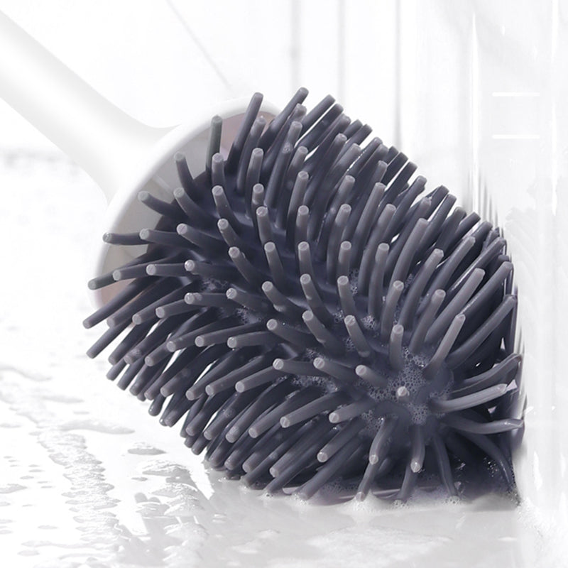 Ergonomic Silicone Toilet Brush with Holder