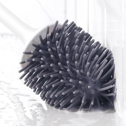 Ergonomic Silicone Toilet Brush with Holder