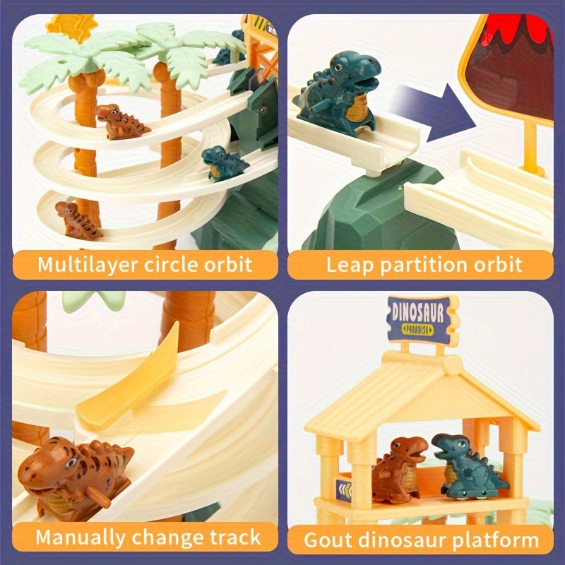 Fun Dinosaur Double Loop Racing Track for Kids