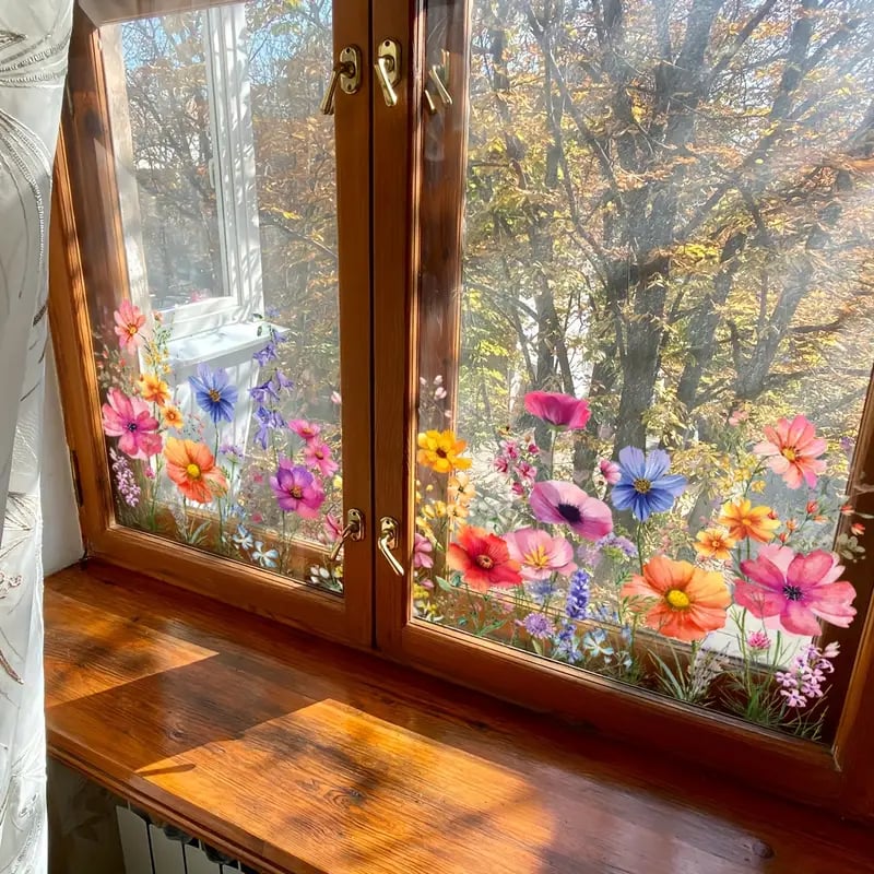 Colorful Floral Static Window Sticker