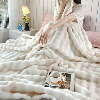 Cozy Plush Throw Blanket for Bed and Outdoor Use