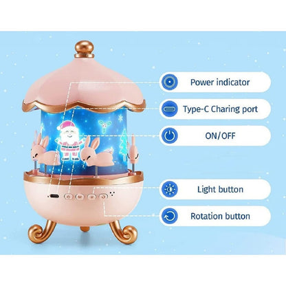 Fun Rotating Rabbit Night Light Lamp for Kids