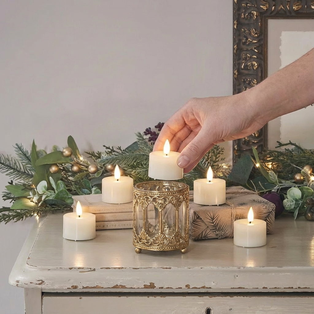 Warm White Flameless Tea Light Candles - 6 Pack
