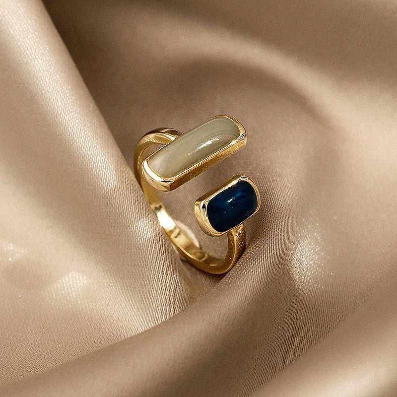 Stylish Navy Blue Stacking Rings - Luxicro