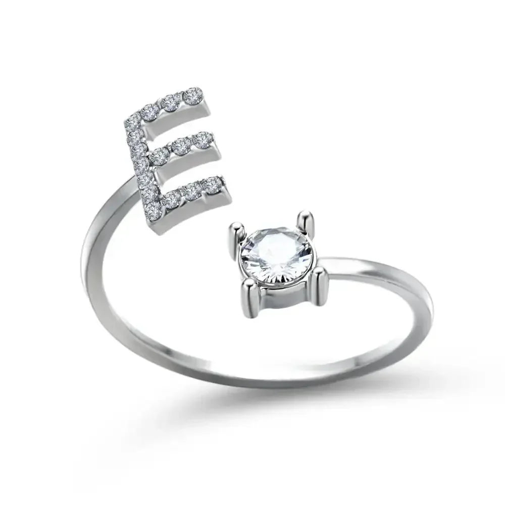 Custom Engraved Dainty Initial Diamond Ring