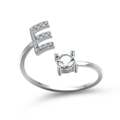 Custom Engraved Dainty Initial Diamond Ring