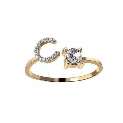 Custom Engraved Dainty Initial Diamond Ring