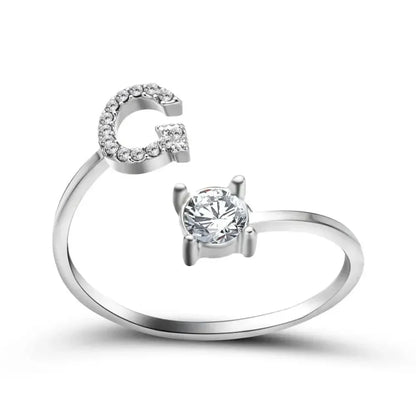 Custom Engraved Dainty Initial Diamond Ring