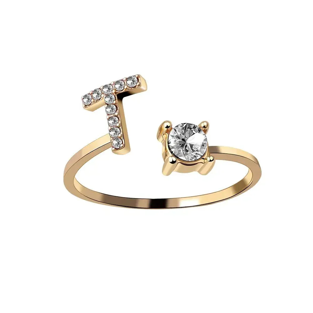 Custom Engraved Dainty Initial Diamond Ring