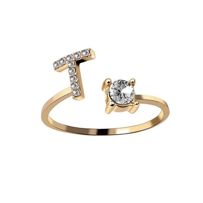 Custom Engraved Dainty Initial Diamond Ring