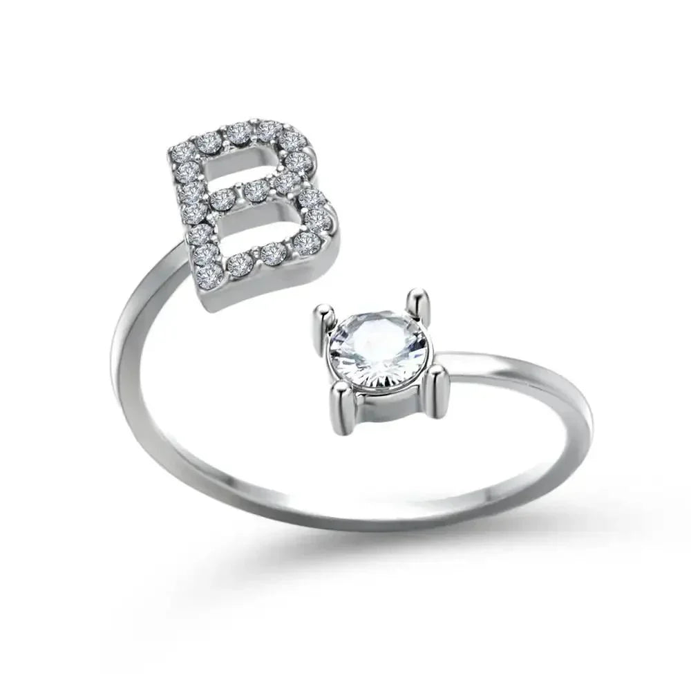 Custom Engraved Dainty Initial Diamond Ring