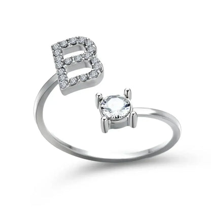 Custom Engraved Dainty Initial Diamond Ring