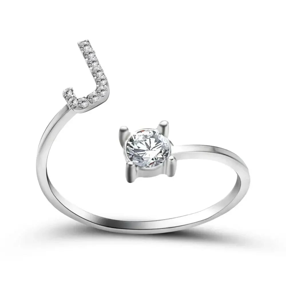 Custom Engraved Dainty Initial Diamond Ring