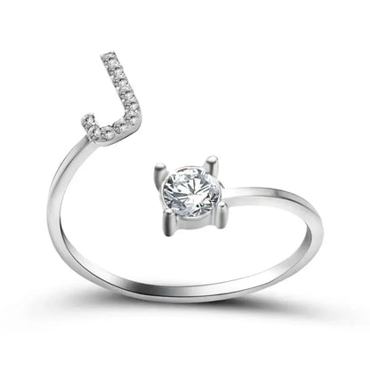 Custom Engraved Dainty Initial Diamond Ring
