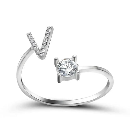 Custom Engraved Dainty Initial Diamond Ring
