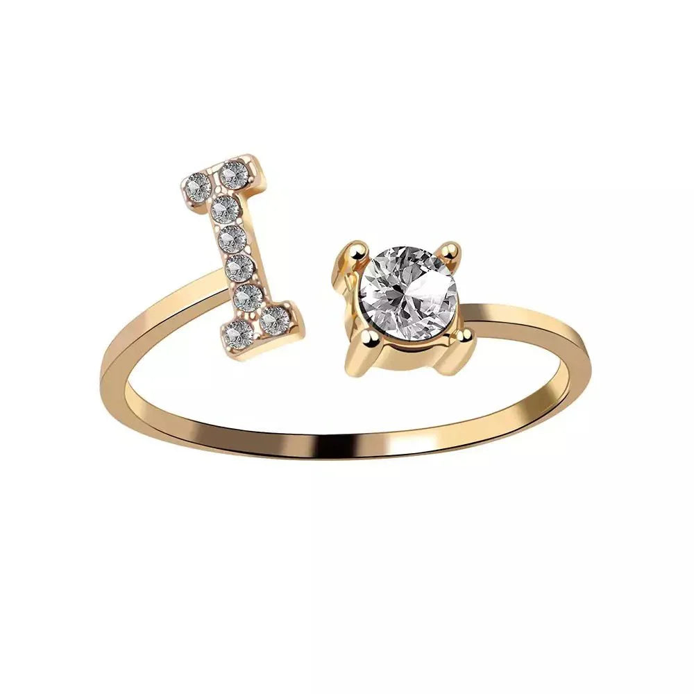 Custom Engraved Dainty Initial Diamond Ring