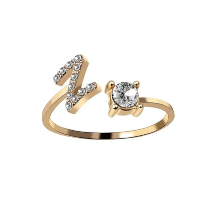 Custom Engraved Dainty Initial Diamond Ring