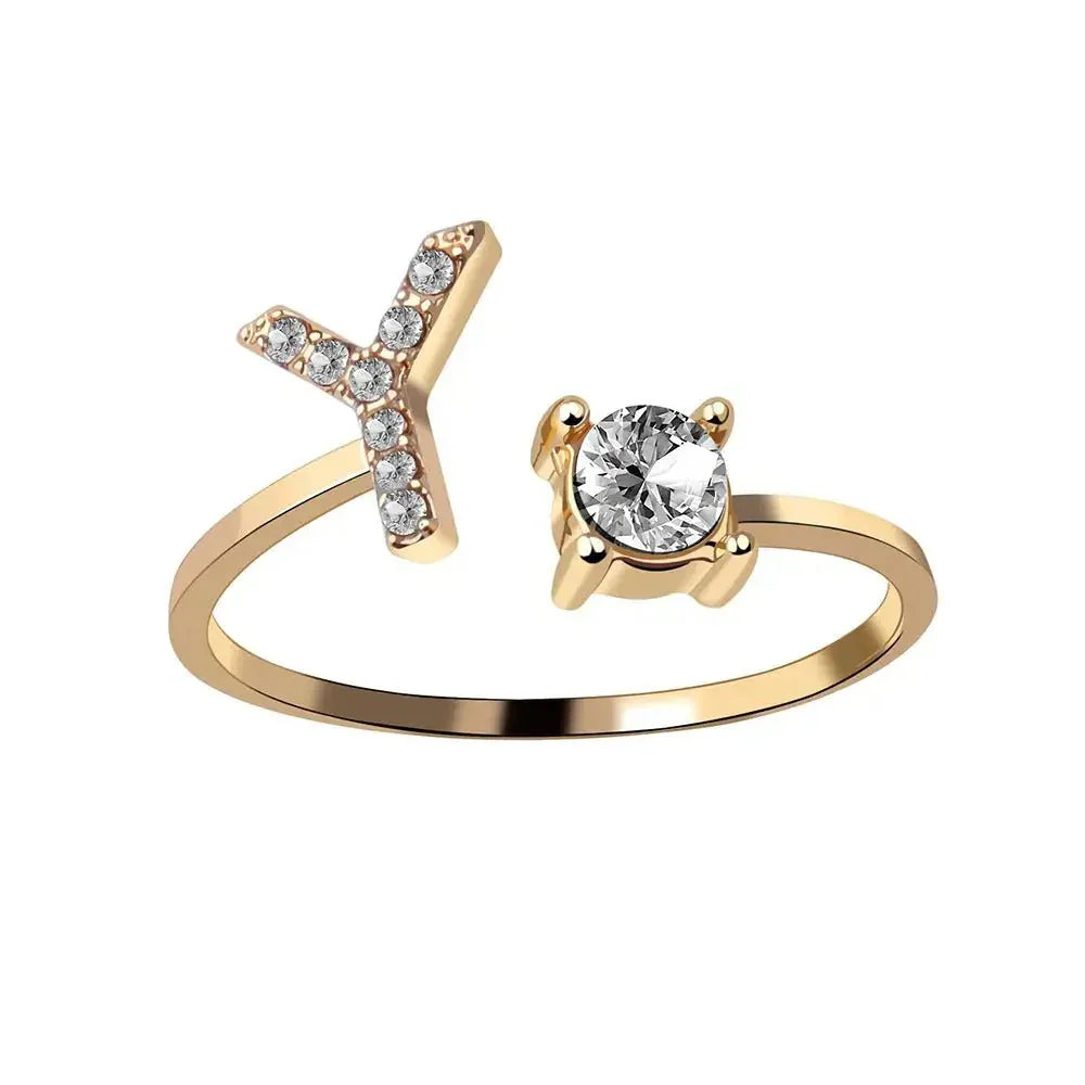 Custom Engraved Dainty Initial Diamond Ring
