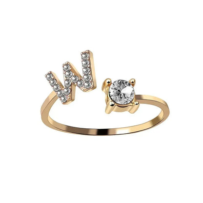 Custom Engraved Dainty Initial Diamond Ring
