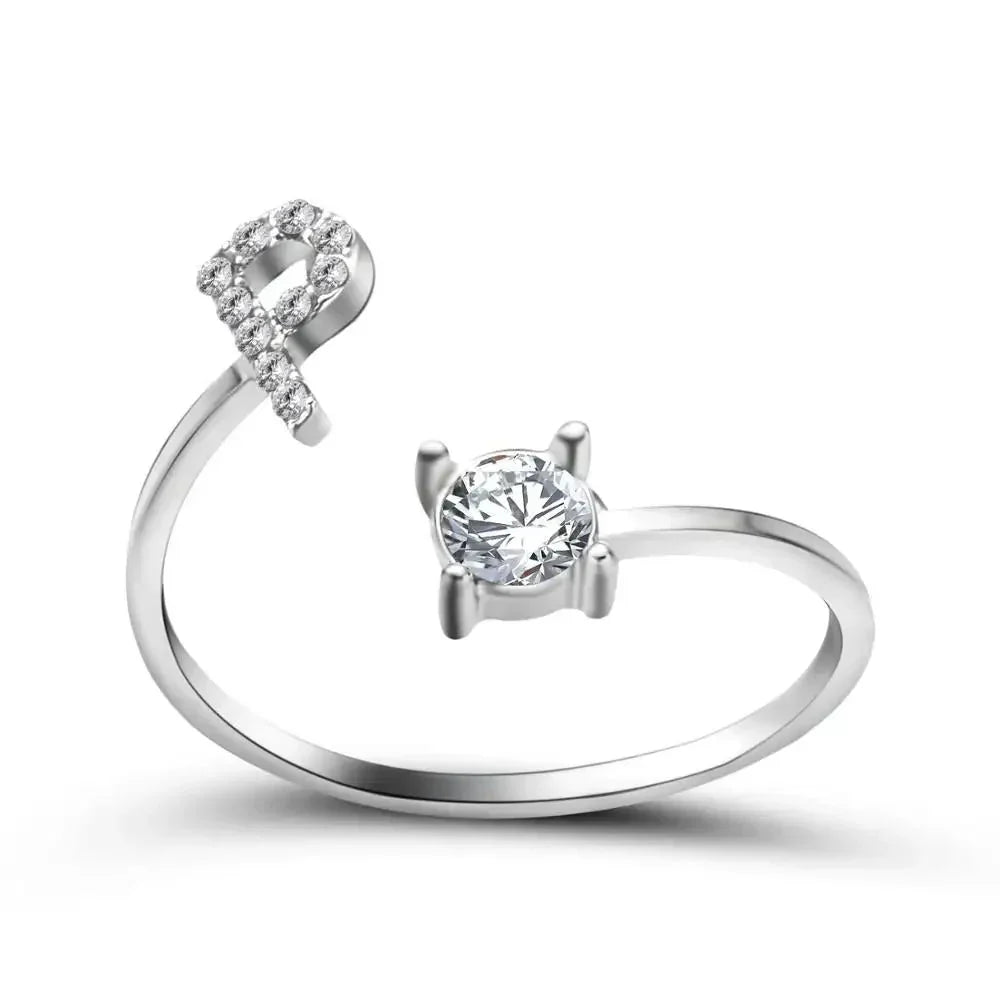 Custom Engraved Dainty Initial Diamond Ring