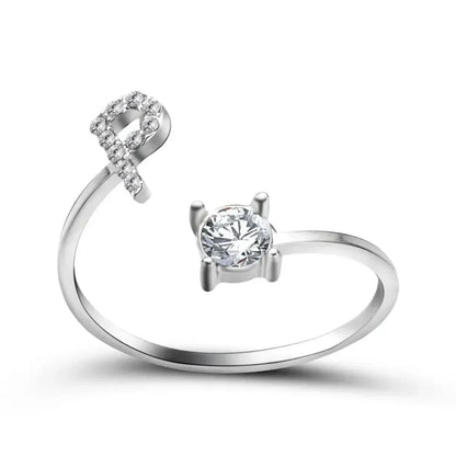 Custom Engraved Dainty Initial Diamond Ring