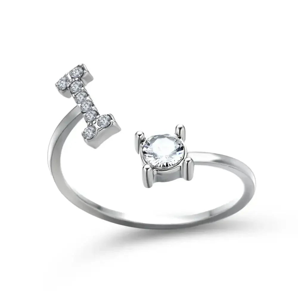 Custom Engraved Dainty Initial Diamond Ring