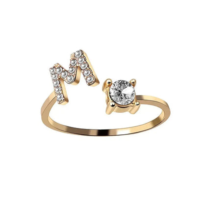 Custom Engraved Dainty Initial Diamond Ring