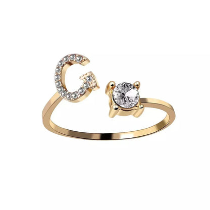 Custom Engraved Dainty Initial Diamond Ring