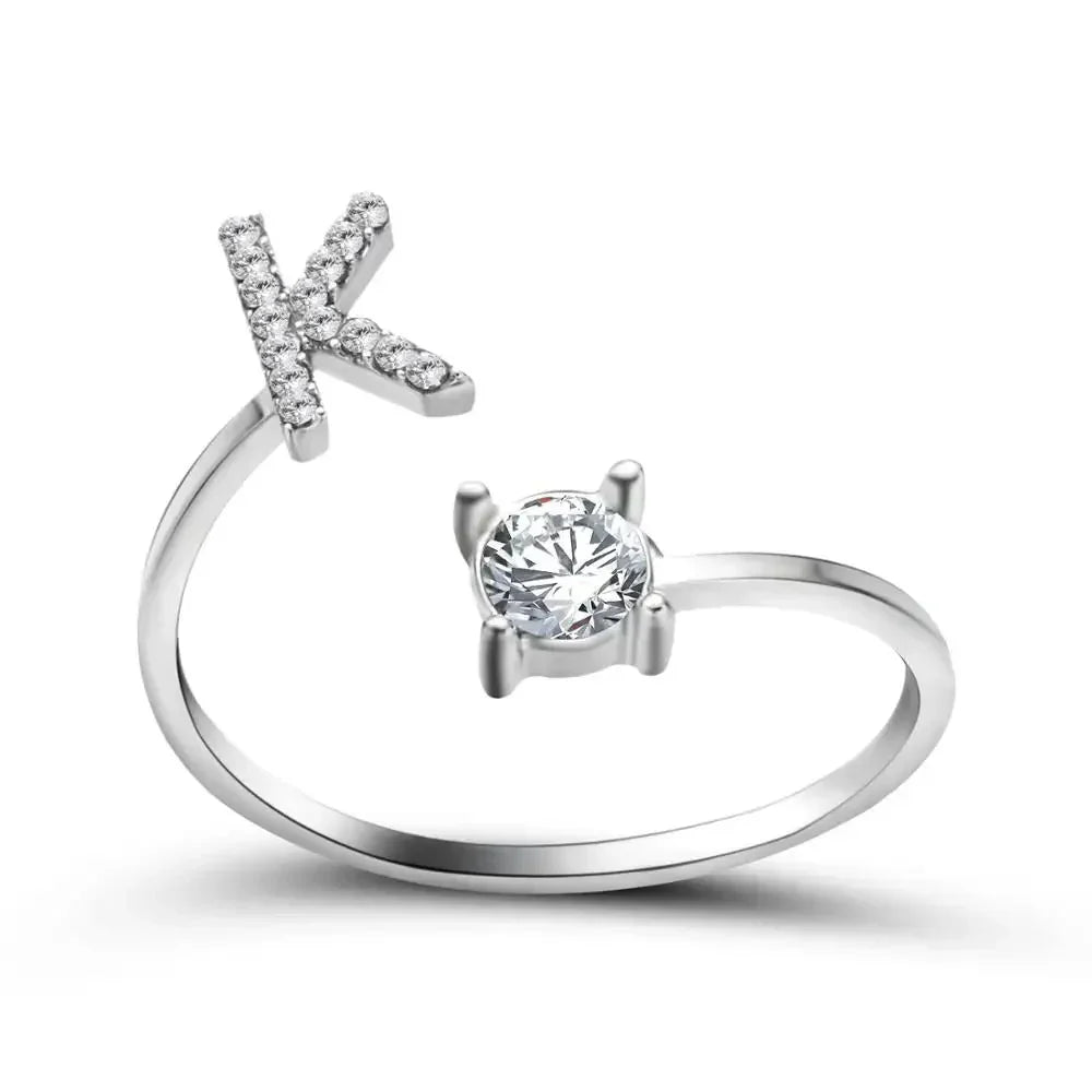 Custom Engraved Dainty Initial Diamond Ring