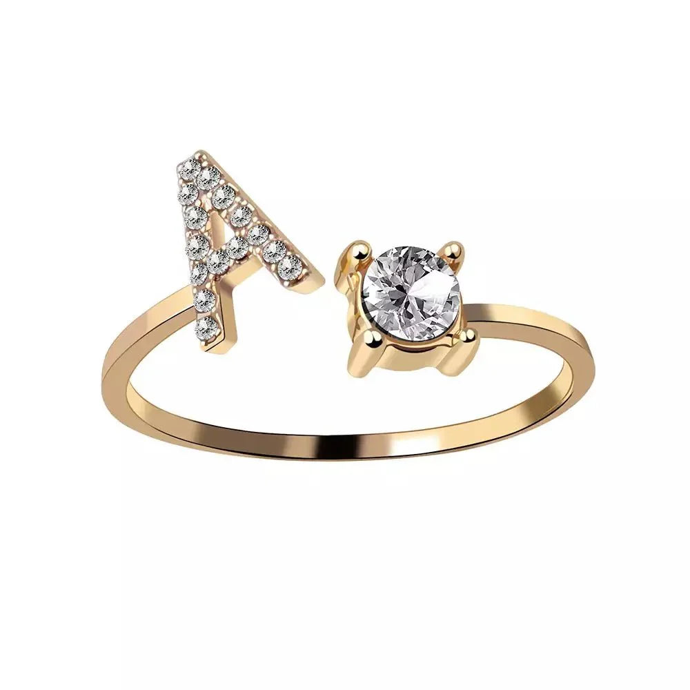 Custom Engraved Dainty Initial Diamond Ring - Luxicro