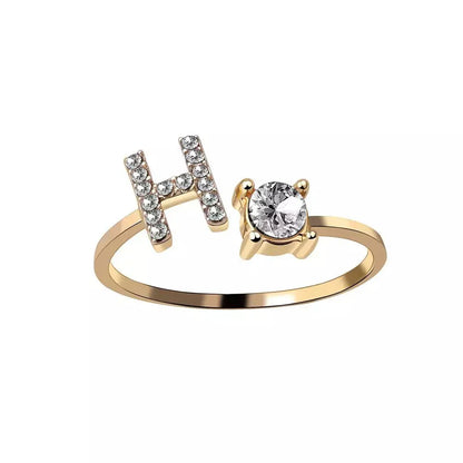 Custom Engraved Dainty Initial Diamond Ring