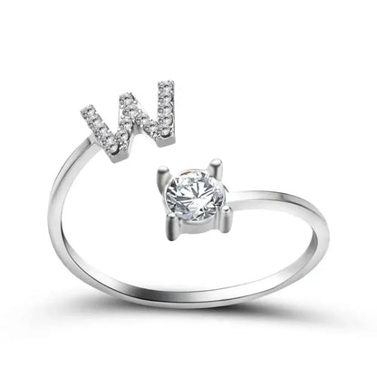 Custom Engraved Dainty Initial Diamond Ring