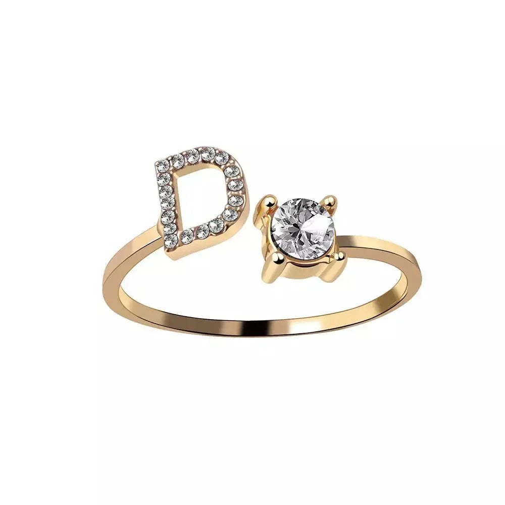 Custom Engraved Dainty Initial Diamond Ring