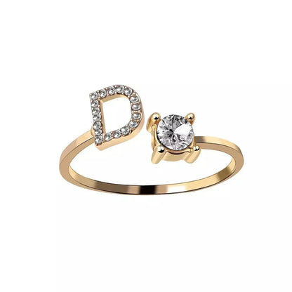 Custom Engraved Dainty Initial Diamond Ring