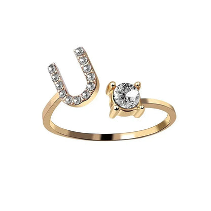 Custom Engraved Dainty Initial Diamond Ring
