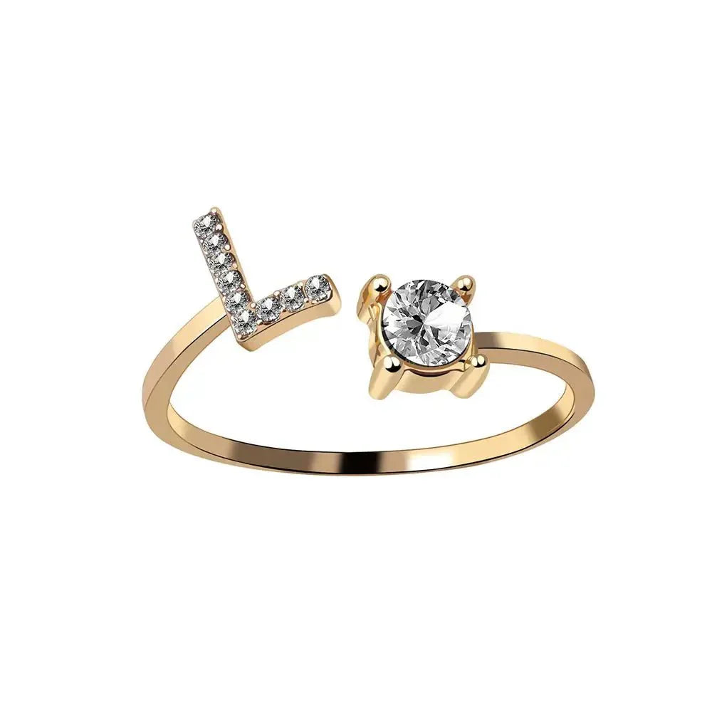 Custom Engraved Dainty Initial Diamond Ring