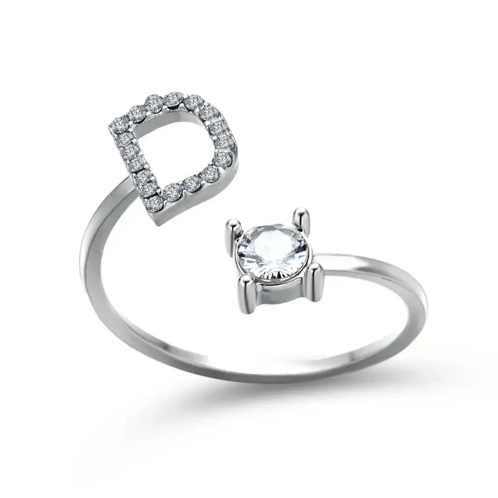 Custom Engraved Dainty Initial Diamond Ring