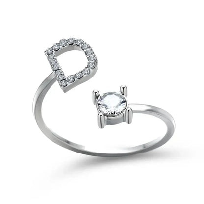 Custom Engraved Dainty Initial Diamond Ring