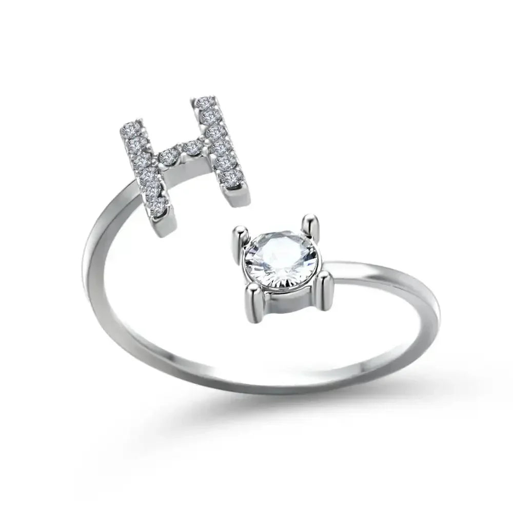 Custom Engraved Dainty Initial Diamond Ring