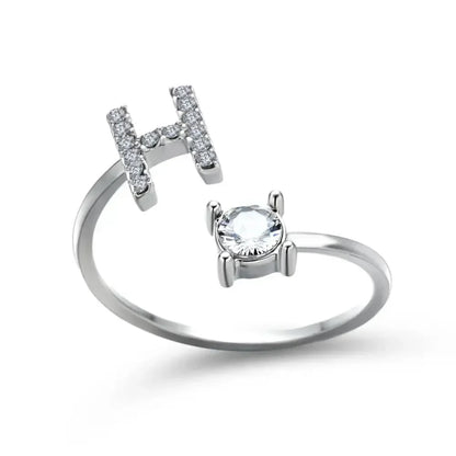 Custom Engraved Dainty Initial Diamond Ring