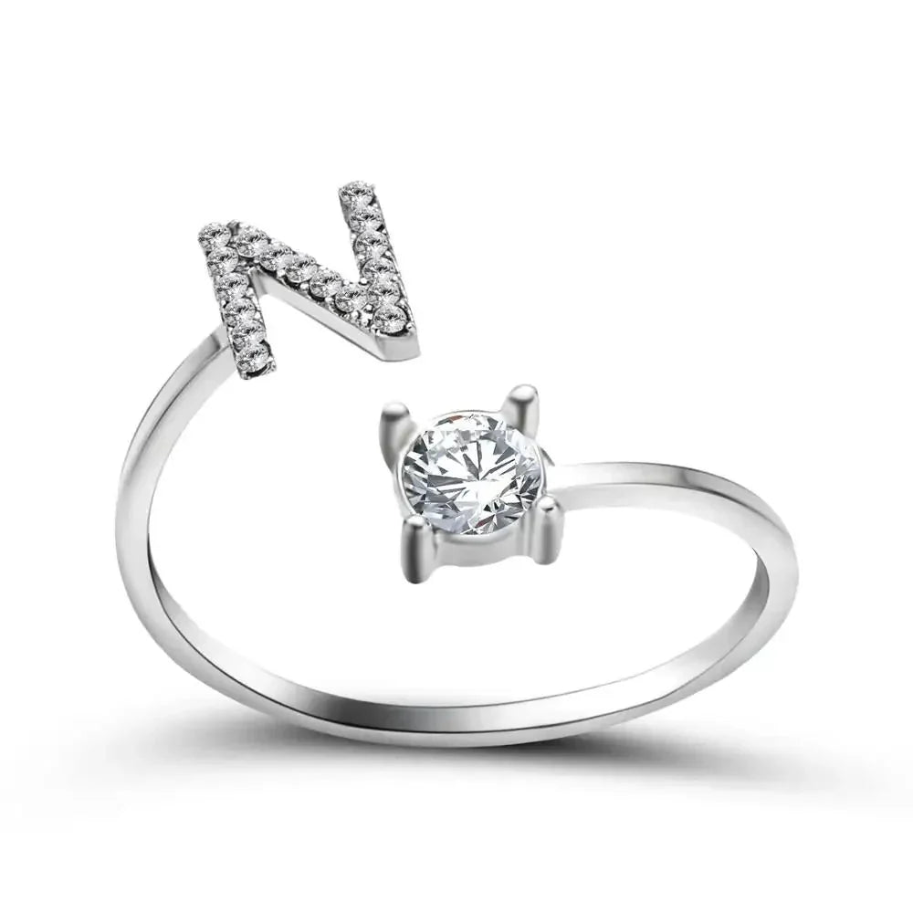 Custom Engraved Dainty Initial Diamond Ring