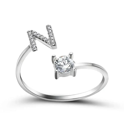 Custom Engraved Dainty Initial Diamond Ring