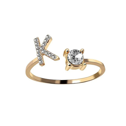Custom Engraved Dainty Initial Diamond Ring