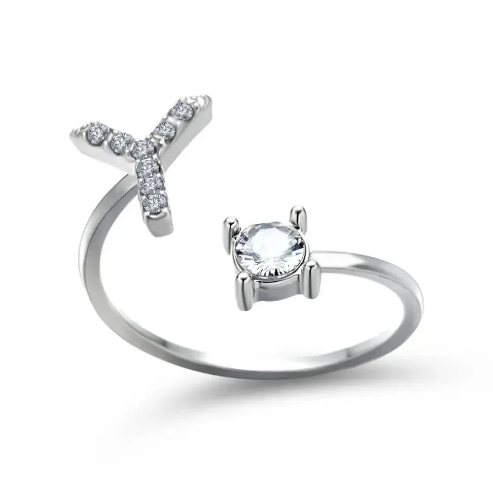 Custom Engraved Dainty Initial Diamond Ring