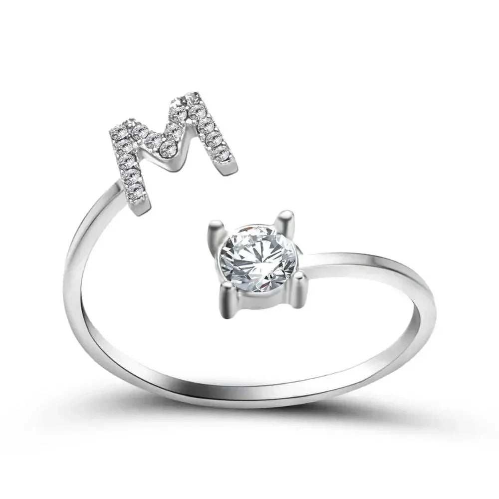 Custom Engraved Dainty Initial Diamond Ring