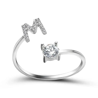 Custom Engraved Dainty Initial Diamond Ring