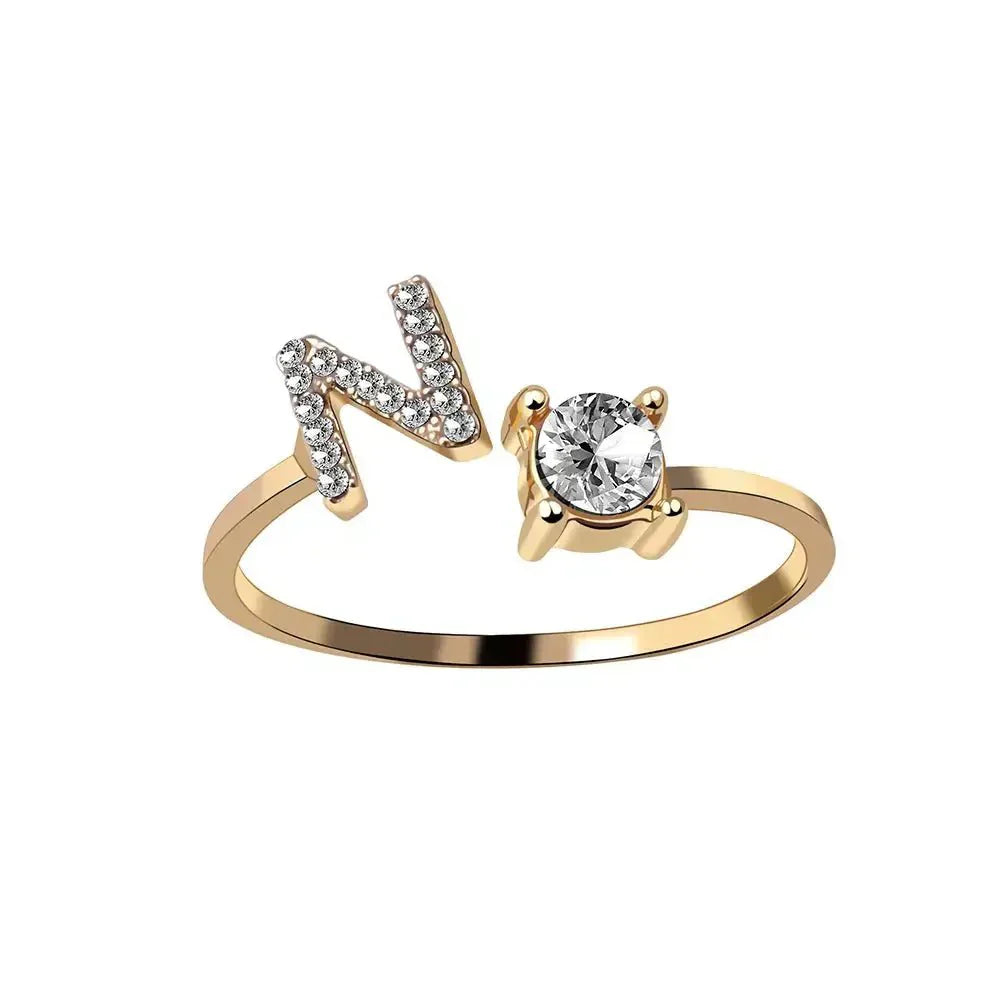 Custom Engraved Dainty Initial Diamond Ring