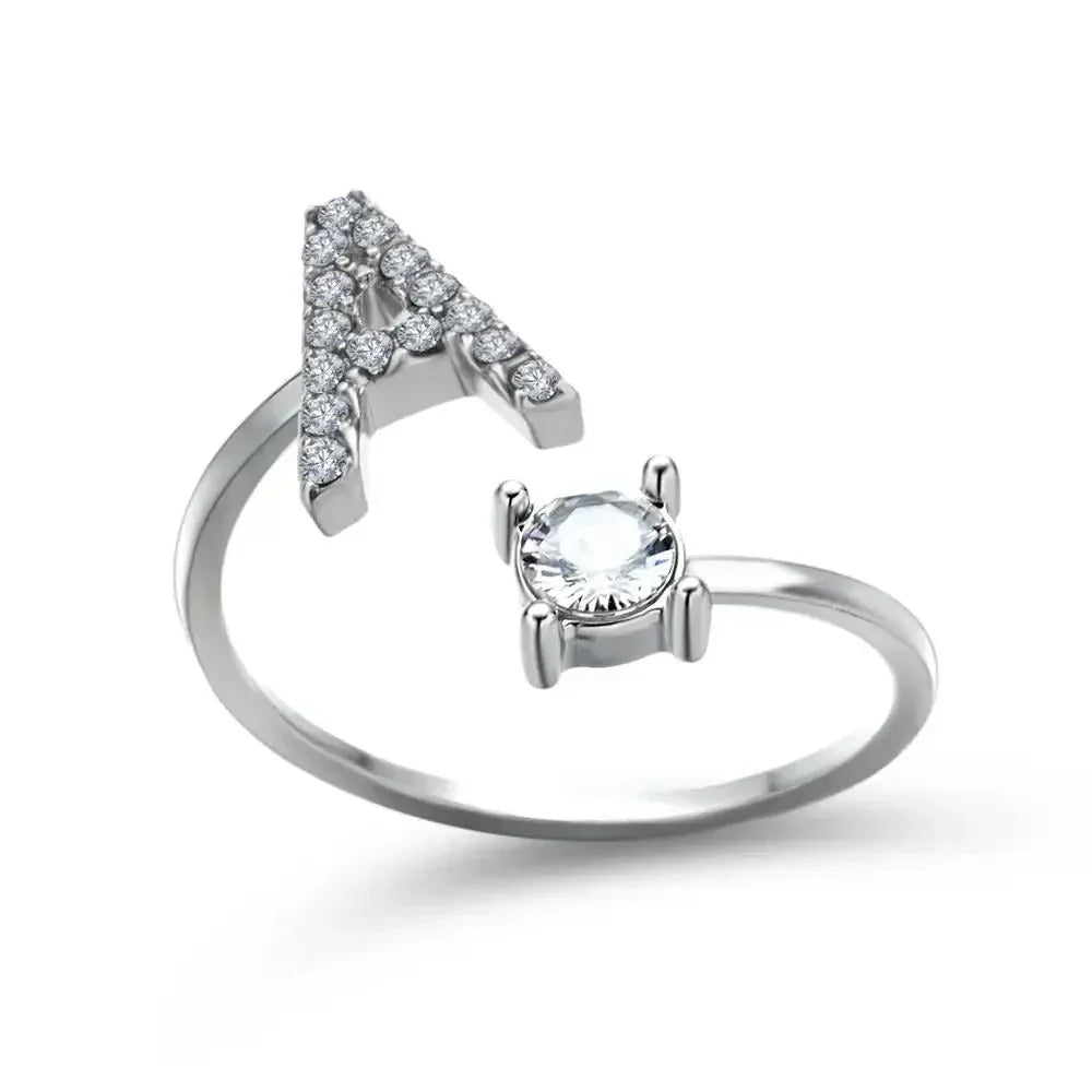 Custom Engraved Dainty Initial Diamond Ring