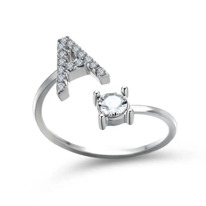 Custom Engraved Dainty Initial Diamond Ring